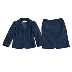Tahari ASL Two Piece Jacquard Skirt Set in Navy Blue - Size 6